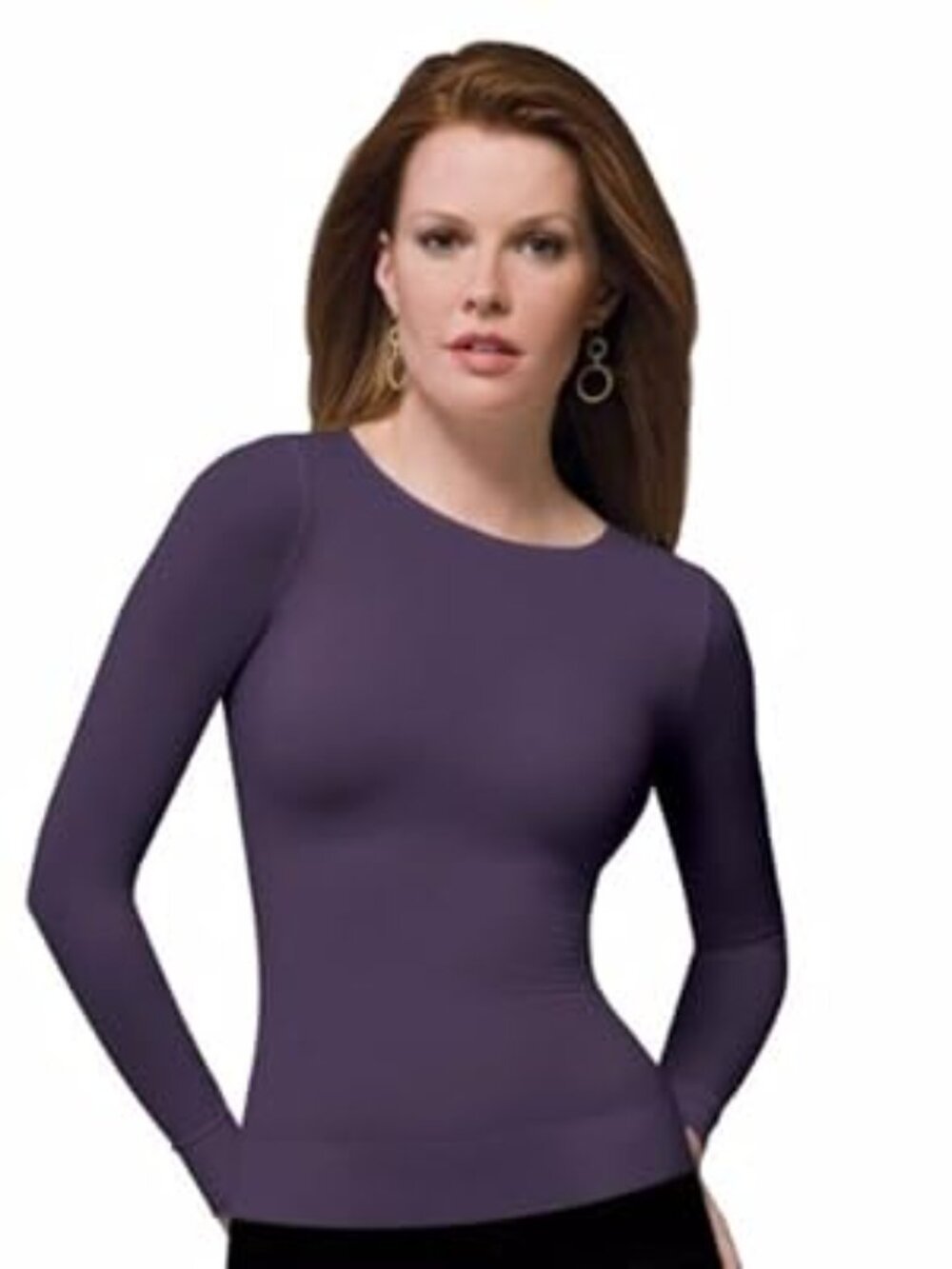 Spanx On Top and in Control Classic Long Sleeve Shirt Size XL Purple